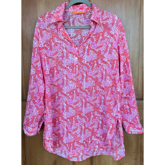 oliphant Tops - Oliphant Lightweight Pullover Floral Tunic Top L